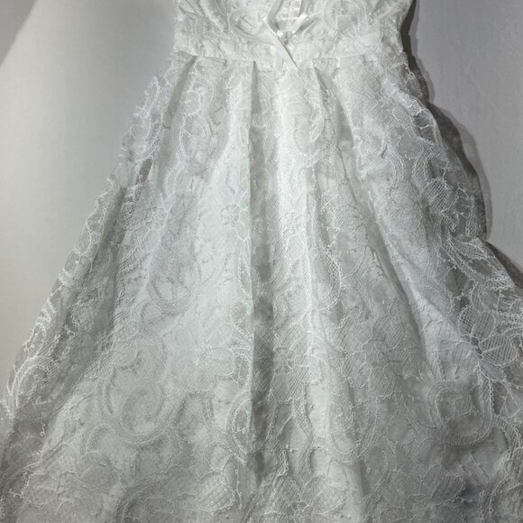Dazy Vintage-Inspired White Lace Midi Dress Size S With Short Sleeves & Bow Acce - Picture 9 of 11